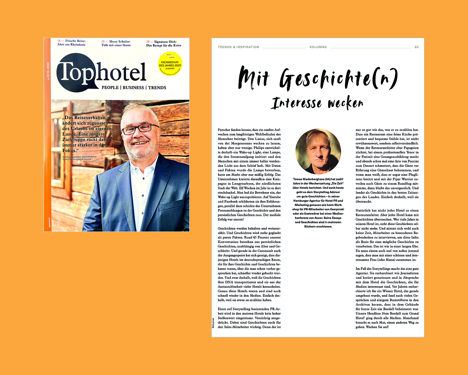Tophotel_Ausgabe Oktober_2020_Mit Geschichten Interesse wecken_Kolumne_Tomas Niederberghaus, Hotel PR, Storytelling